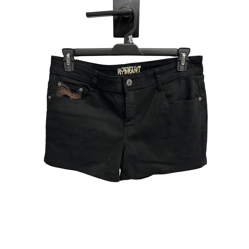 Hydrant Premium Denim Co Black Embellished Pocket Shorts Size 14 Trendy Casual